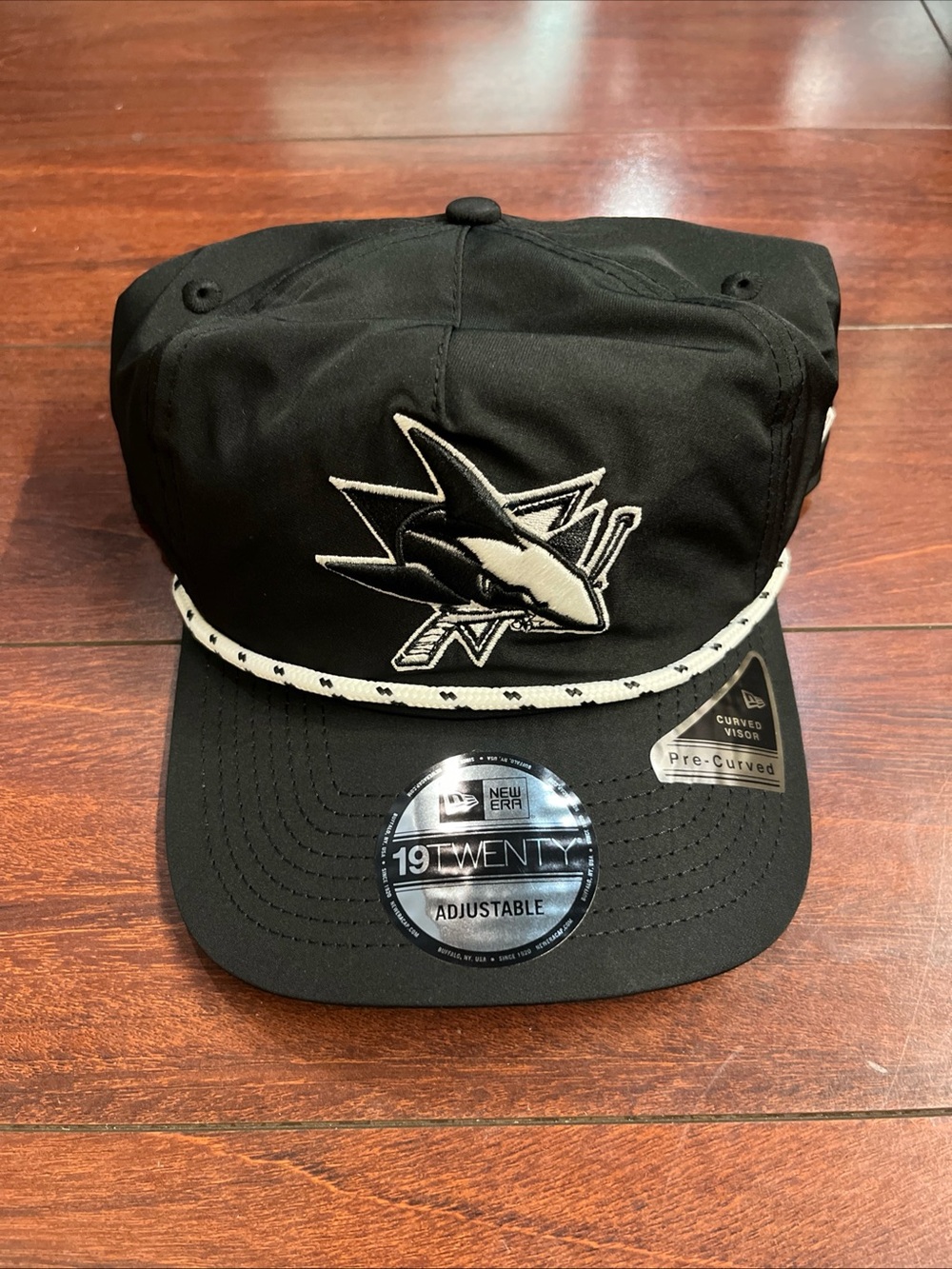 San Jose Sharks New Era 19Twenty Black White Rope Hat Snapback Cap Adjustable